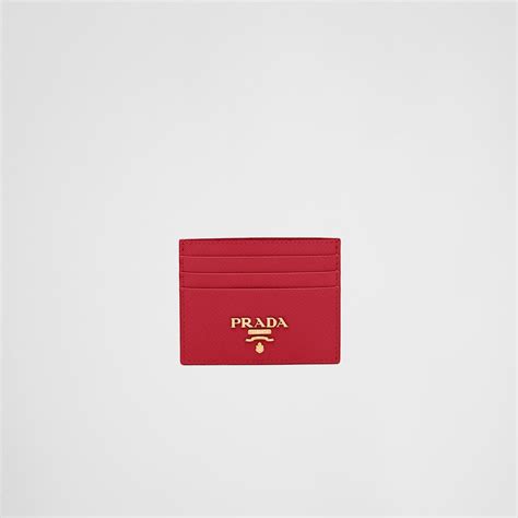 prada saffiano leather cardholder red